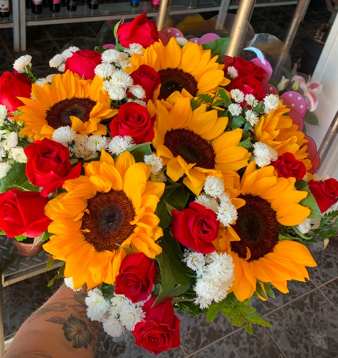 Buquê de Girassol com Rosas